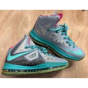 NIKE Lebron X Men's Basketball Shoes 7.5 Pink Teal USA 541100-001 Diamond RARE